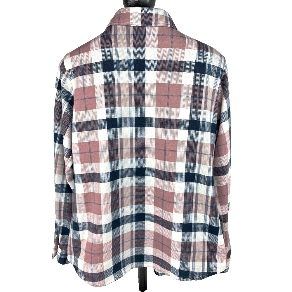 Eden & Olivia Long Sleeve Flannel Shirt Women's PL Pockets Top Blouse Plaid LKNU - Picture 3 of 6